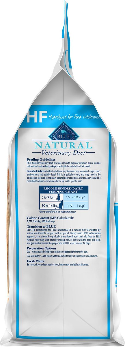 Blue Buffalo Natural Veterinary Diet HF Hydrolyzed for Food Intolerance Grain-Free Dry Cat Food