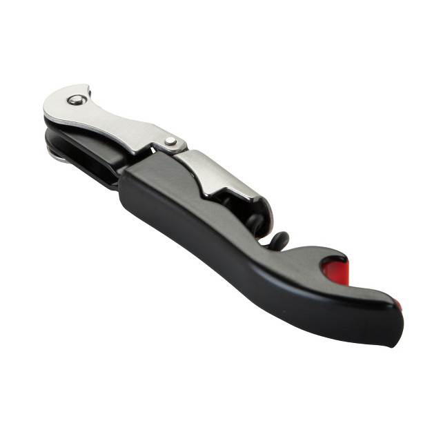 True Jetsetter Black Double Hinged Tsa Compliant Corkscrew Bottle Opener Stainless Steel Wine Key