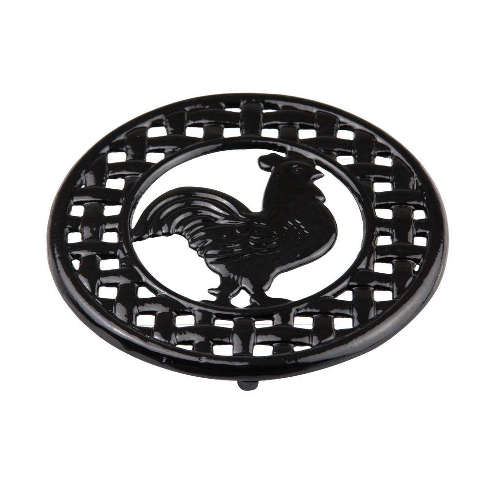 Home Basics Rooster Cast Iron Trivet in Black TR44177