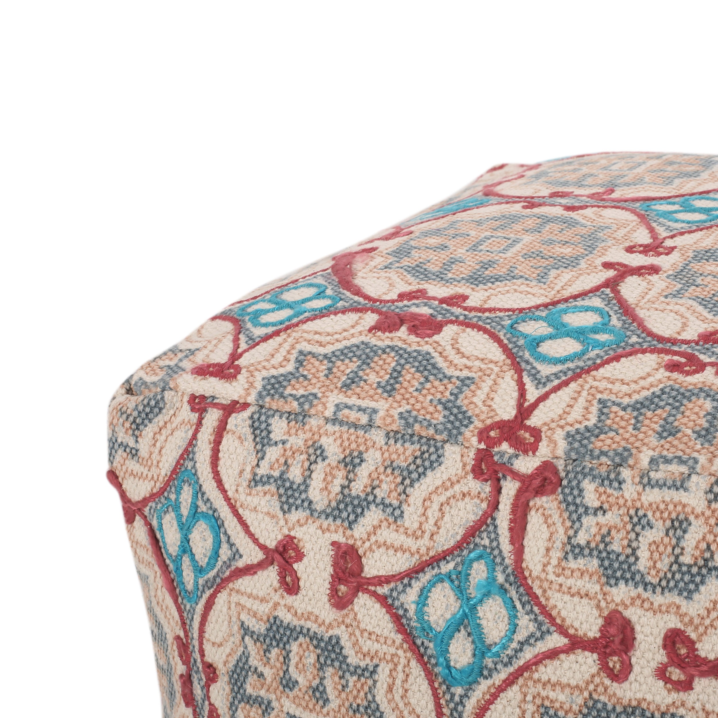 Newalla Handcrafted Boho Fabric Cube Pouf