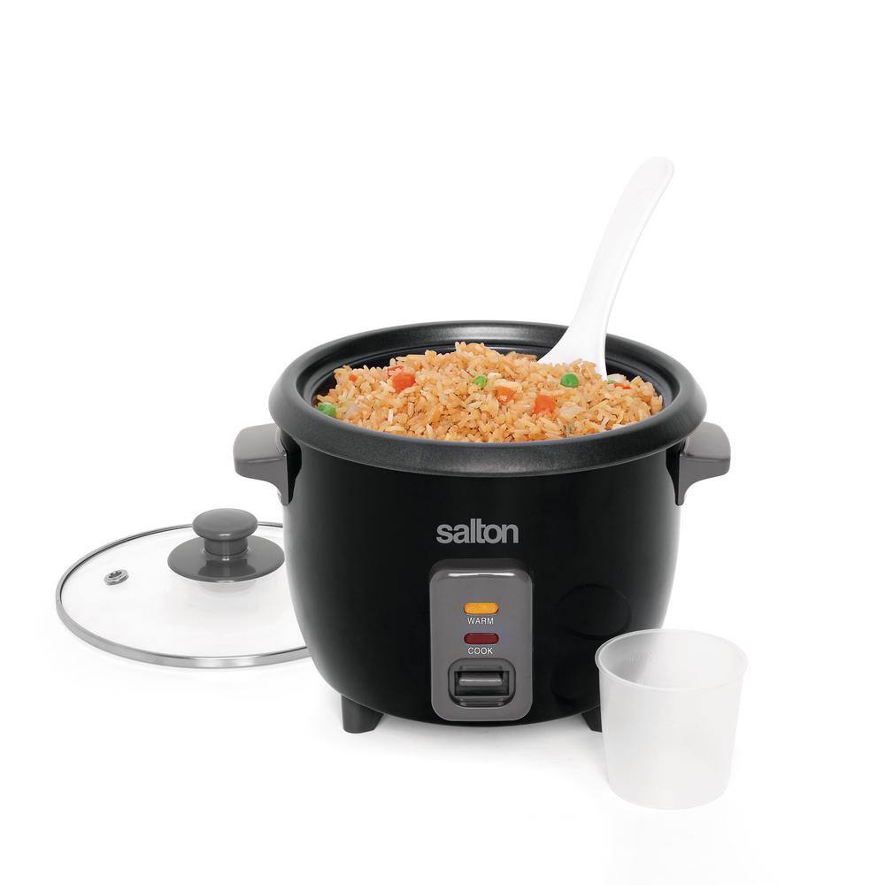 Salton 6-Cup Black Automatic Rice Cooker and Steamer with Non-Stick Bowl RC1653