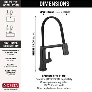 Delta Pivotal Single-Handle Pull-Down Sprayer Kitchen Faucet with Touch2O Technology in Matte Black 9693T-BL-DST