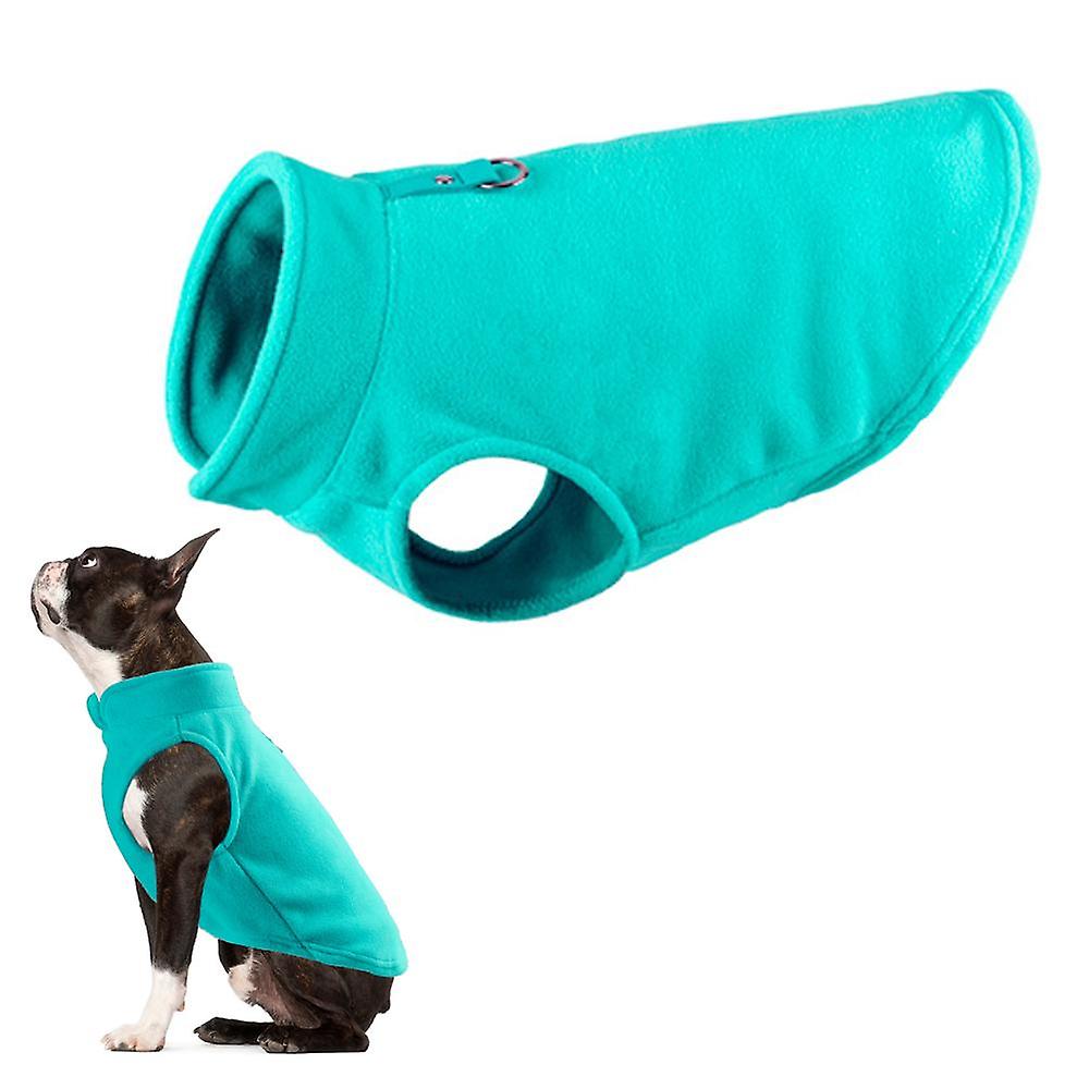 Warm Pullover Fleece Dog Jacket With O-ring Leash - Winter Small Dog Sweater Coat - Cold Weather Dog Clothes-green S