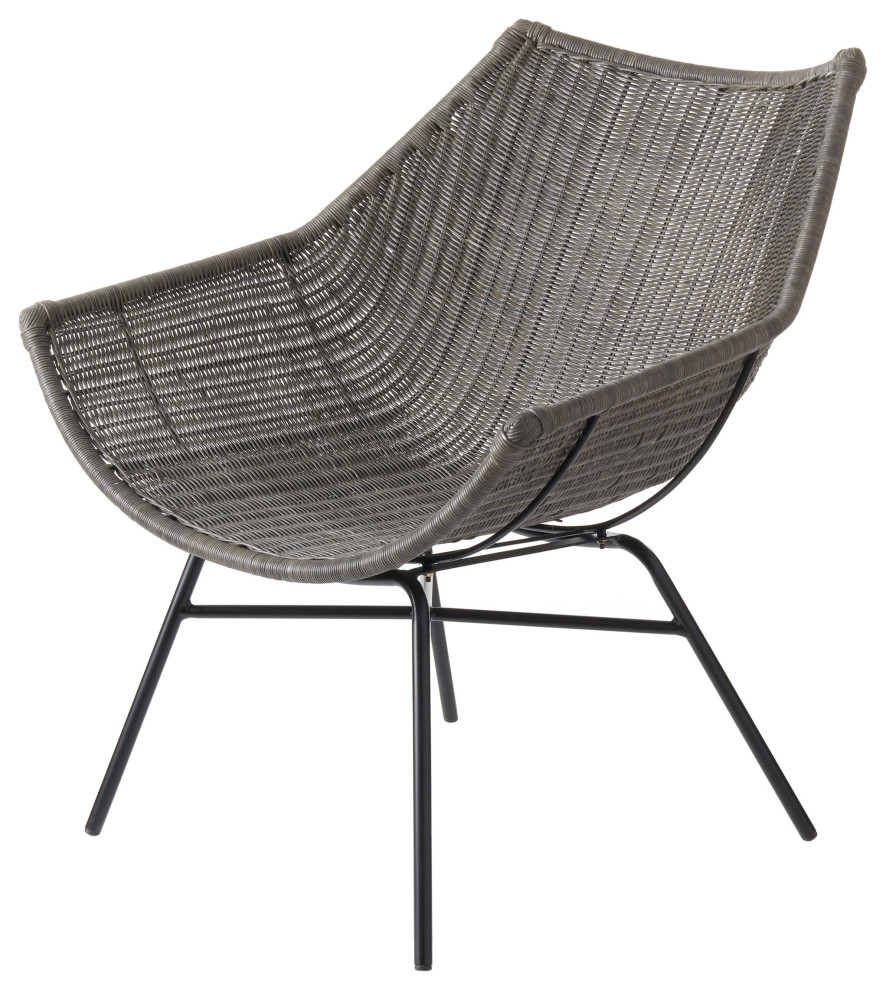 Kamala Gray Stained Rattan Lounge Chair   Tropical   Armchairs And Accent Chairs   by DESIGN IDEAS  Houzz