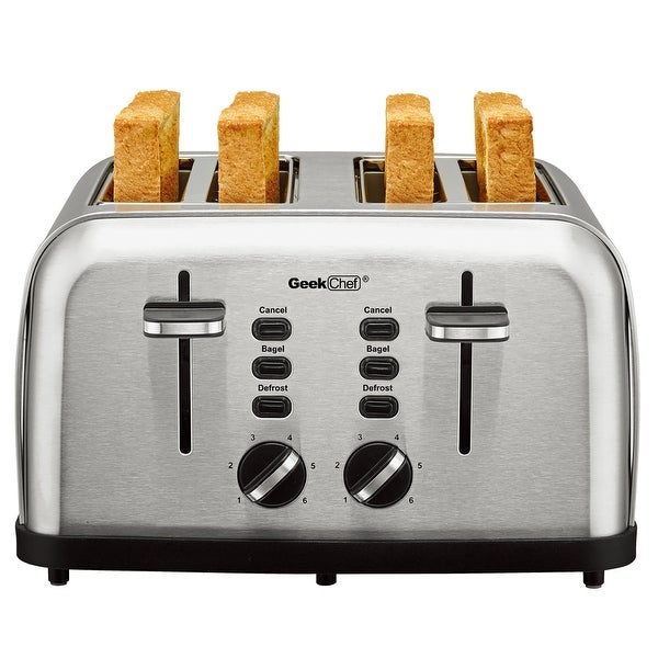 4 Slice Toaster with Wide Slot Removable Crumb Tray for Bread and Bagels