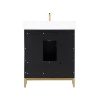 BEMMA Gracie 30 in. W x 22 in. D x 38 in. H Single Sink Freestanding Bath Vanity in Midnight Black with White Quartz Top V-GR30SFM-04BS-C03S-3