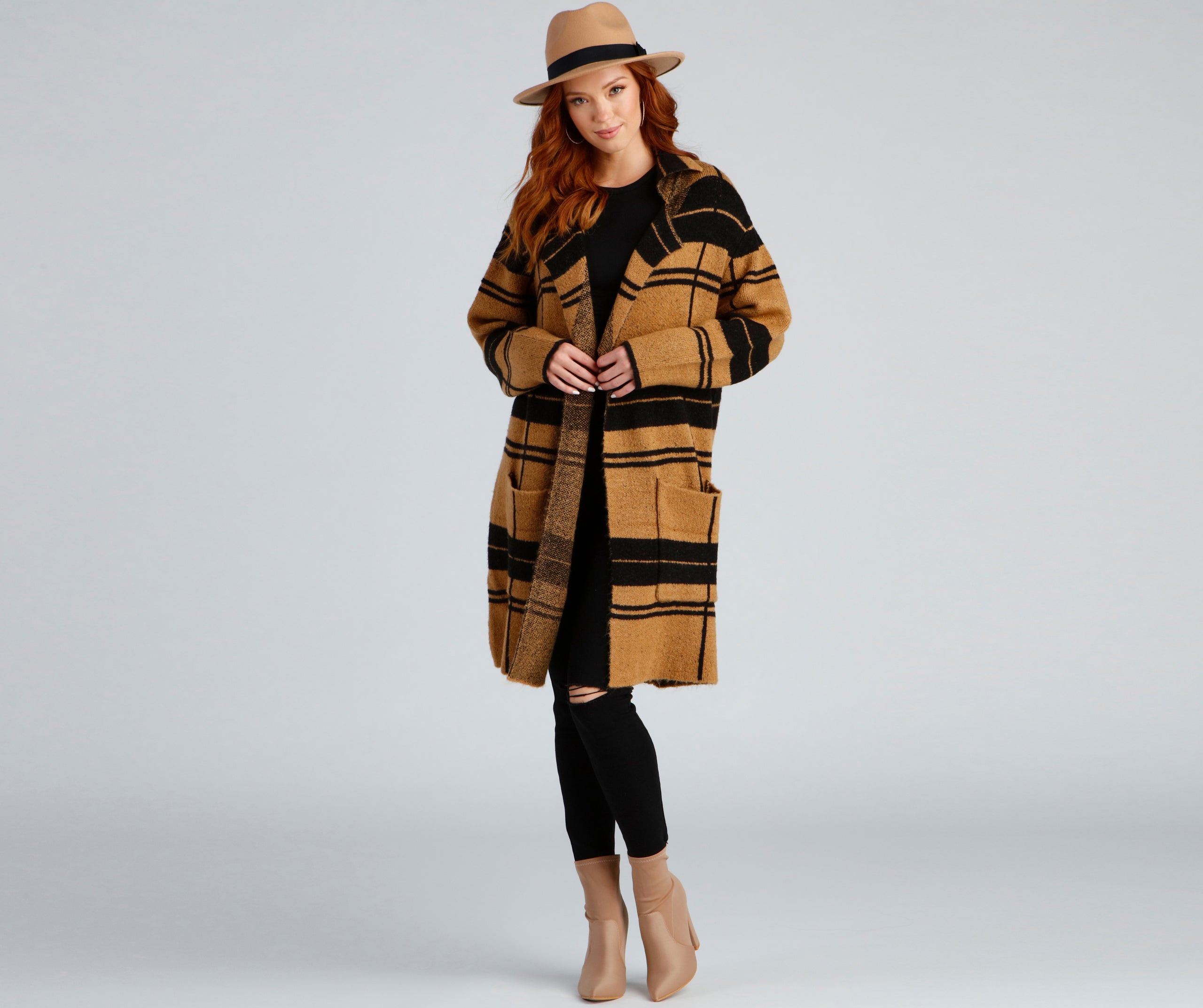 Comfort Zone Plaid Collared Duster