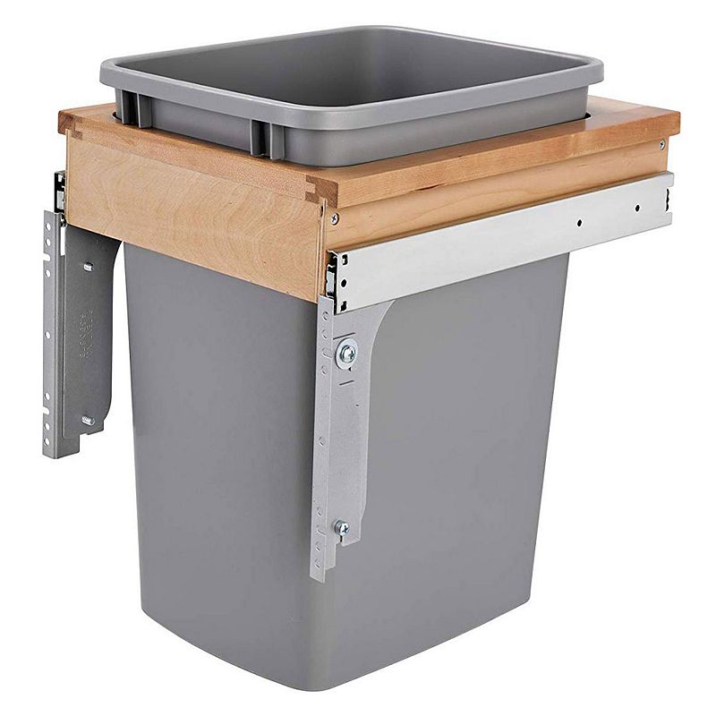 Rev-A-Shelf Pull Out Top Mount Trash Can 35 Quart， Silver， 4WCTM-1516DM-1