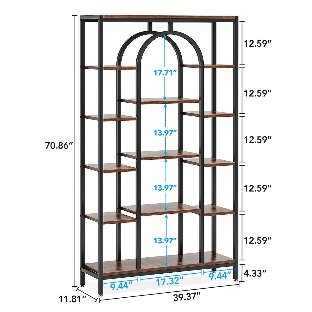 14 Shelves Modern Bookscase  5 Tiers Etagere Display Bookshelf   39.4”W x 11.8”W x 70.8”H