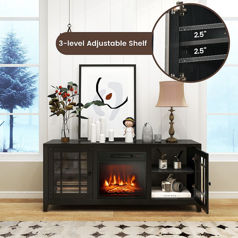 Tv Stand Fireplace With Adjustable Shelves For Tvs Up To 65 Inch