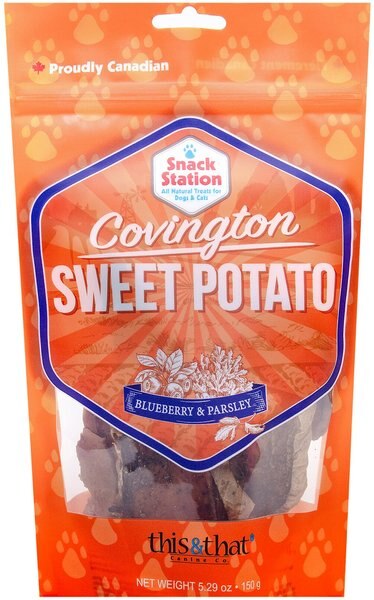 this and that Canine Company Snack Station Premium Covington Sweet Potato Blueberry and Parsley Dehydrated Dog Treats