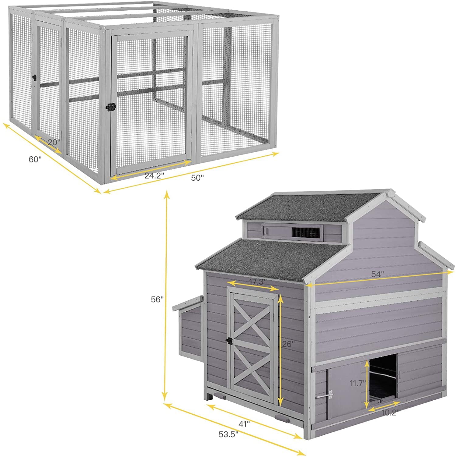 Morgete Extra Large Chicken Coop Wooden Hen House for 8-10 Chickens