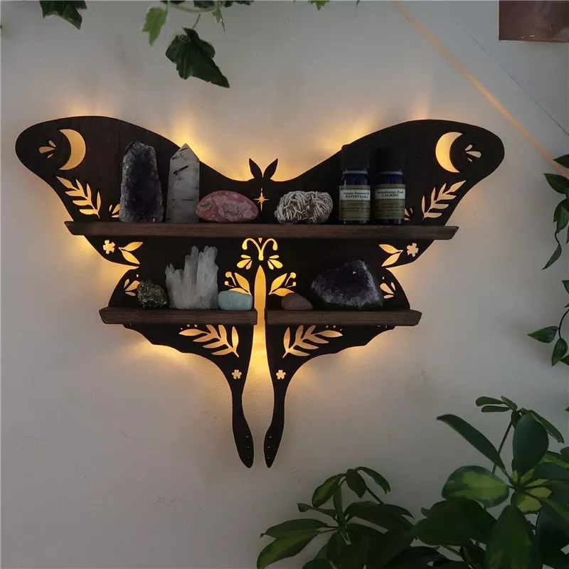 Luna Moth Lamp Crystal Shelf