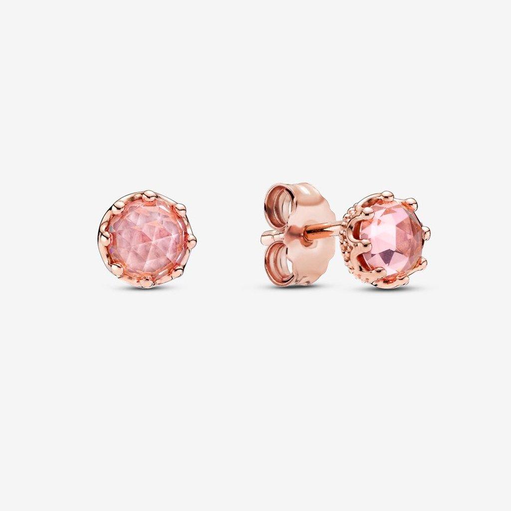 PANDORA  Pink Sparkling Crown Stud Earrings