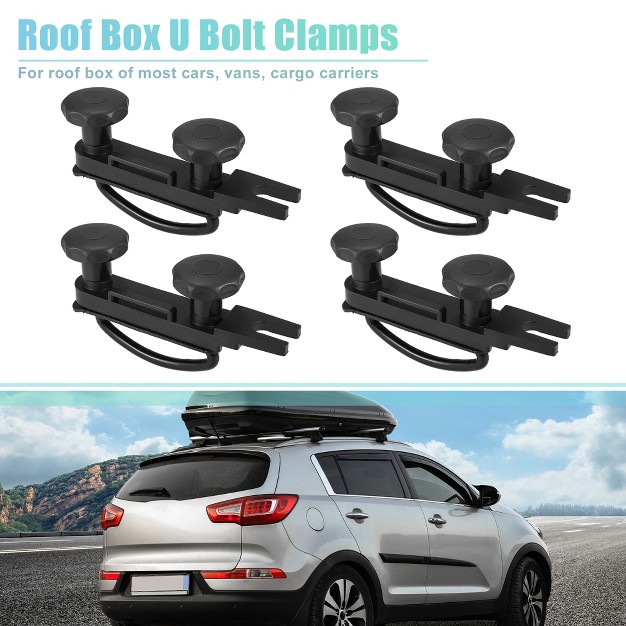 Unique Bargains Roof Box U Bolt Clamps Rooftop Cargo Carrier Rack Bolts Black 4 Pcs