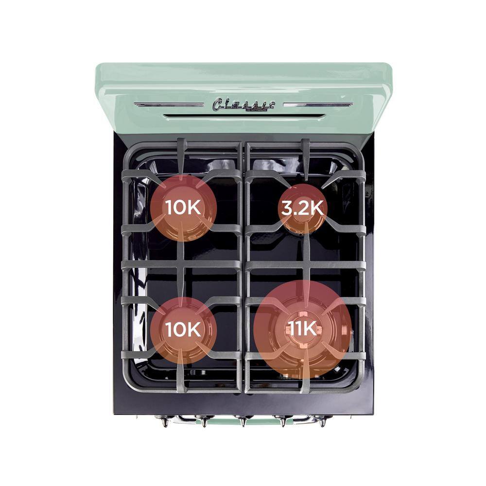 Unique Appliances Classic Retro 24 in. 2.9 cu. ft. Retro Gas Range with Convection Oven in Summer Mint Green UGP-24CR LG