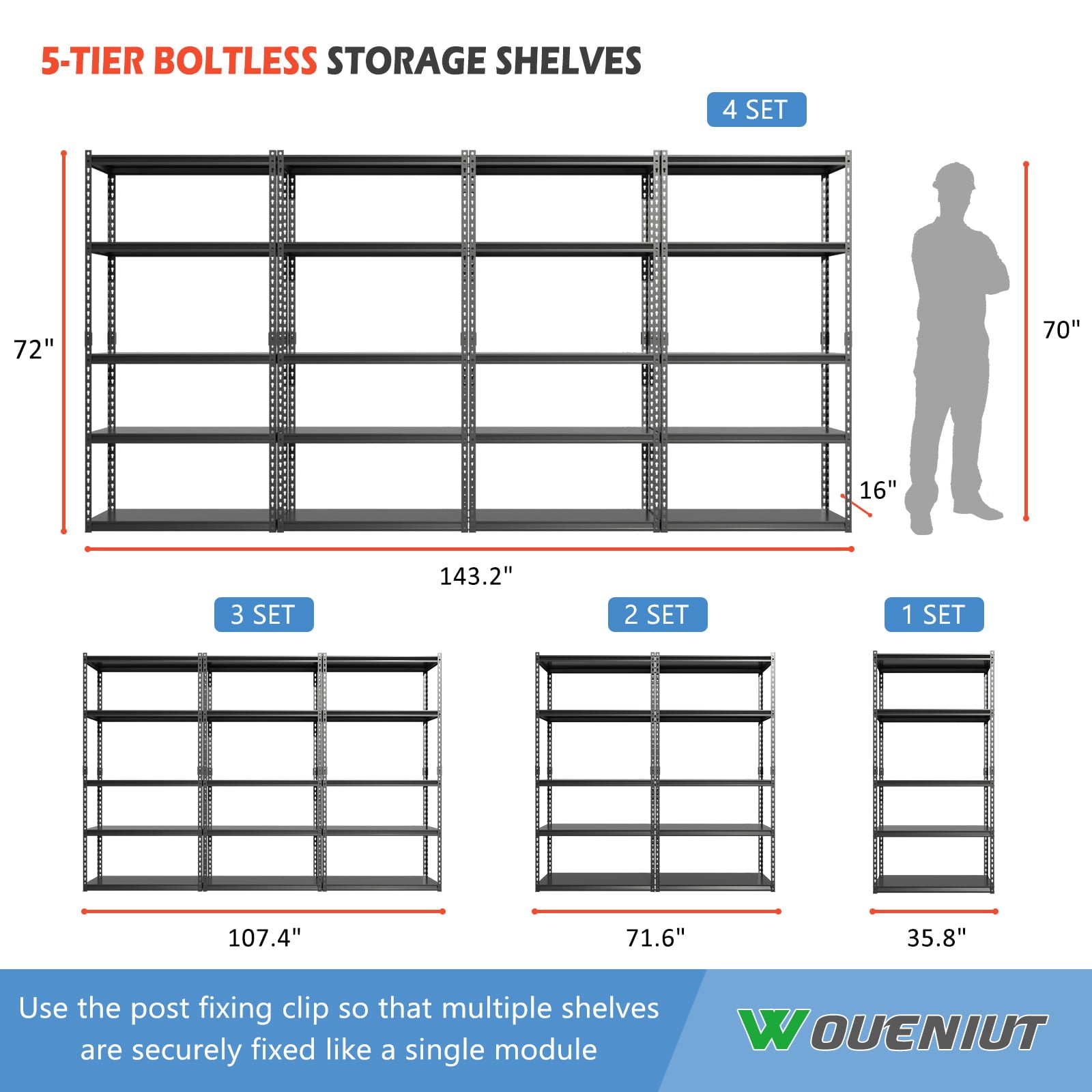 Slsy 5 Tier Storage Shelves, 72