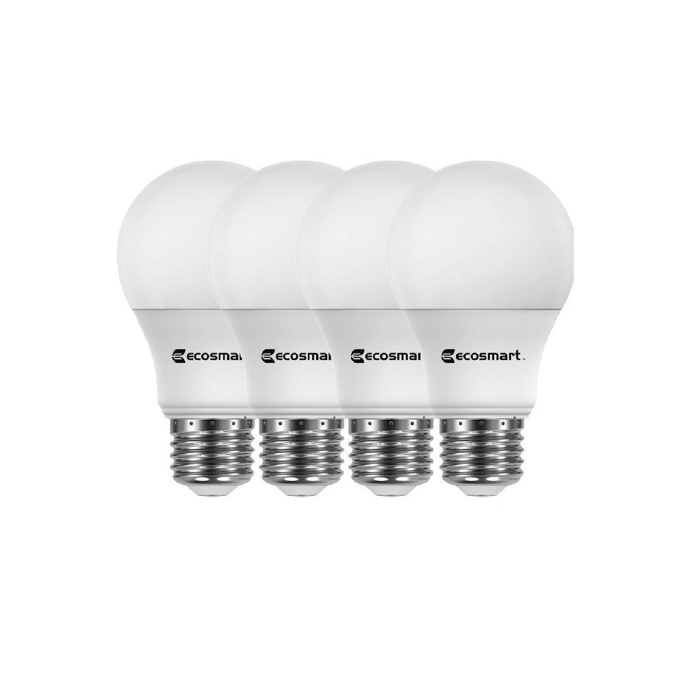 EcoSmart 60-Watt Equivalent Smart Hubspace A19 LED Light Bulb Tunable White (4-Pack) Works with Amazon Alexa and Google Assistant A10A1960WQ1Z01