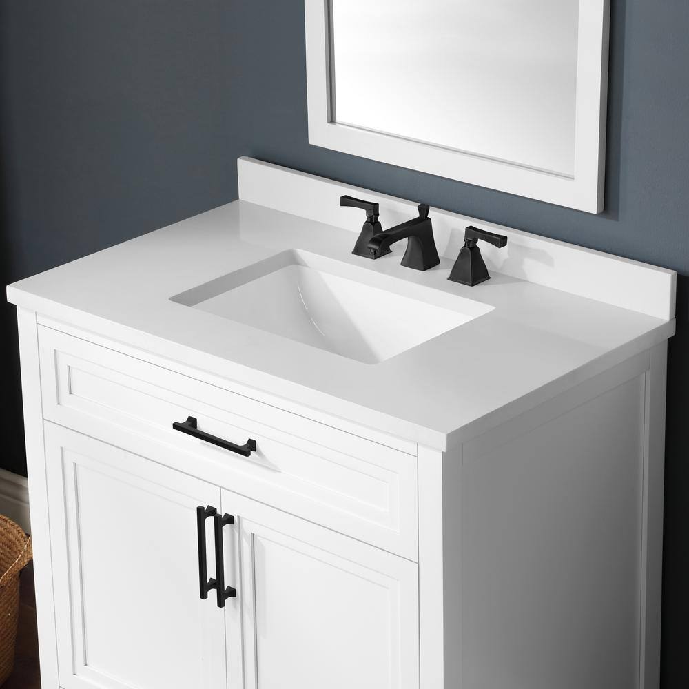 Home Decorators Collection Mayfield 36 in. W x 22 in. D x 35 in. H  in White with Cultured Marble Vanity Top in White with White Basin Mayfield 36W