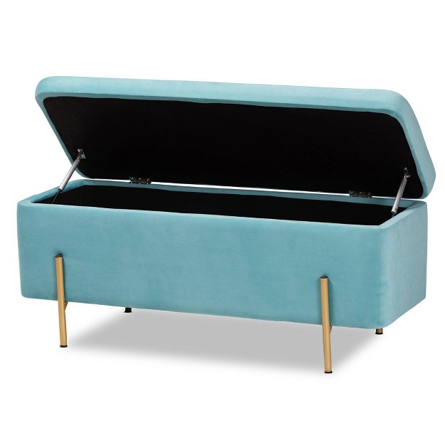 Rockwell Velvet Metal Storage Bench Baxton Studio