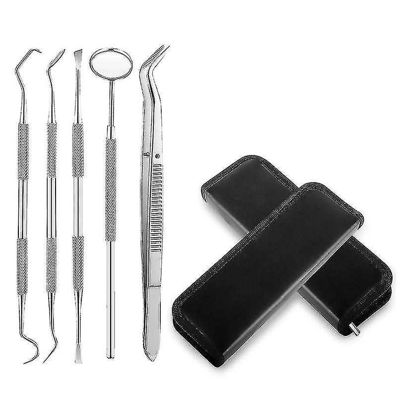 Dental Tools 5 Pack Teeth Cleaning Tools Kit Dentist Tool Kit With Stainless Steel Dental Mirror