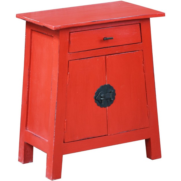 Besthom Shabby Chic Cottage 21 In Red Rectangular Wood End Table