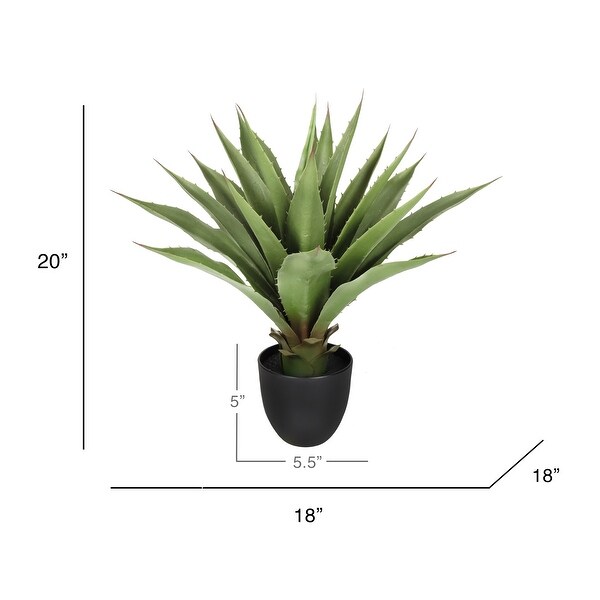 20in Artificial Agave Succulent Plant in Black Pot