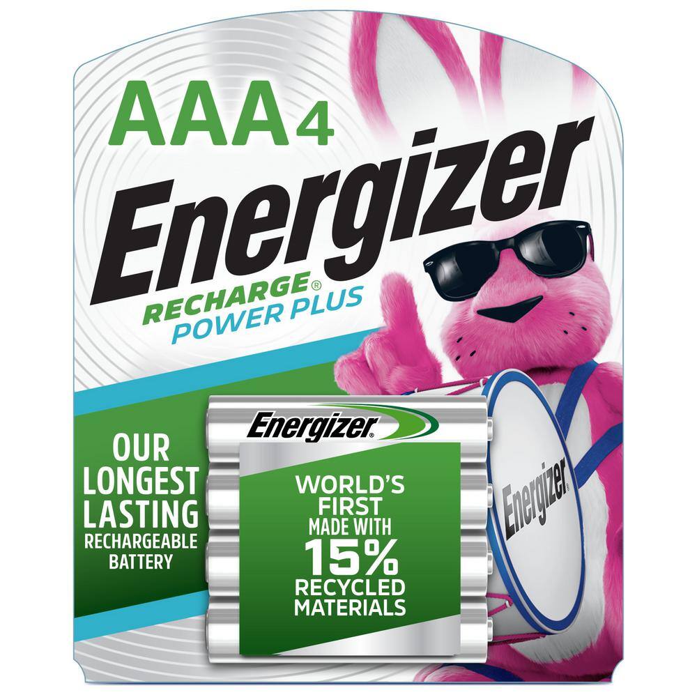 Energizer Power Plus Rechargeable AAA Batteries (4-Pack) 800 mAh Triple A Batteries NH12BP-4