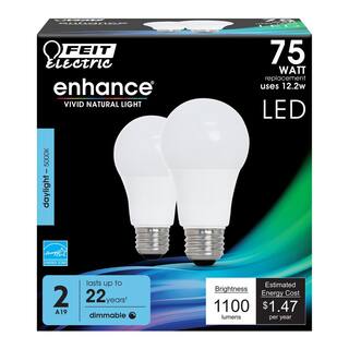 Feit Electric 75-Watt Equivalent A19 Dimmable CEC Title 20 Compliant LED ENERGY STAR 90+ CRI Light Bulb Daylight (8-Pack) OM75DM950CA24