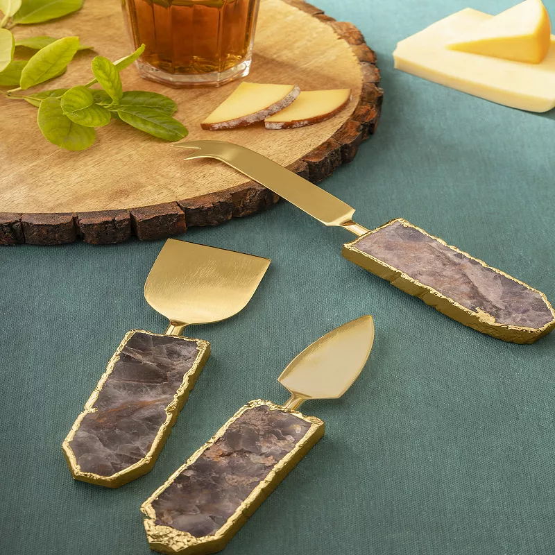 Brittany Amethyst Cheese Knives， Set of 3