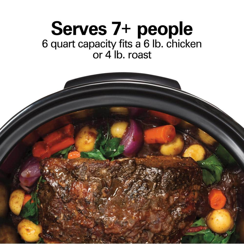 Hamilton Beach 6 qt. Gray Programmable Slow Cooker with Defrost and Temperature Probe 33768