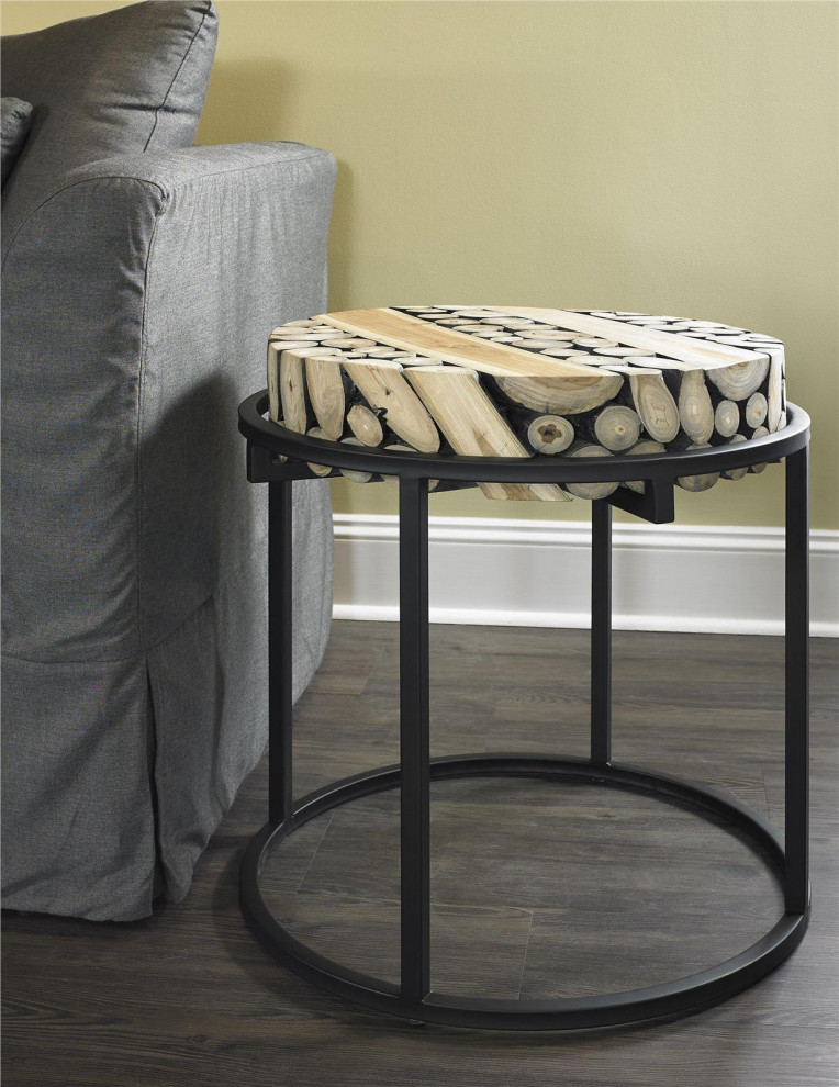 Side Table PADMAS PLANTATION SAFARI Rustic Round Black Powder Coated   Rustic   Side Tables And End Tables   by ShopLadder  Houzz