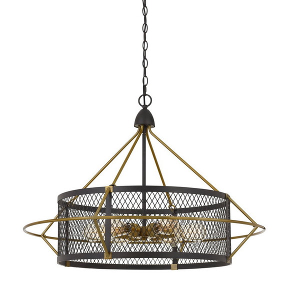 Benjara BM224905 6 Bulb Metal Chandelier with Roun...