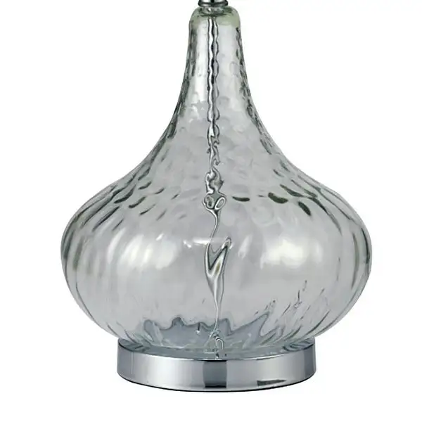 Gracewood Hollow Ajanovic Clear Bulbous Glass Lamp w/ Cream Drum Shade