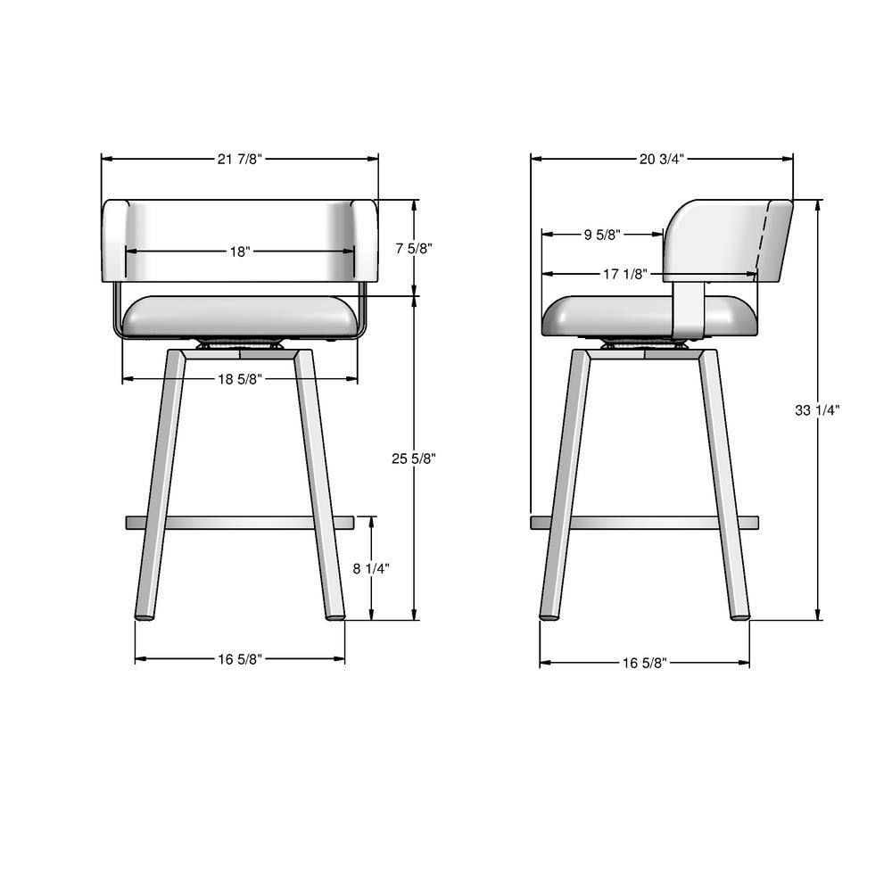 Amisco Stinson 26 in. Greige LeatherBlack Metal Counter Stool 41545-26WE1B25GTF4