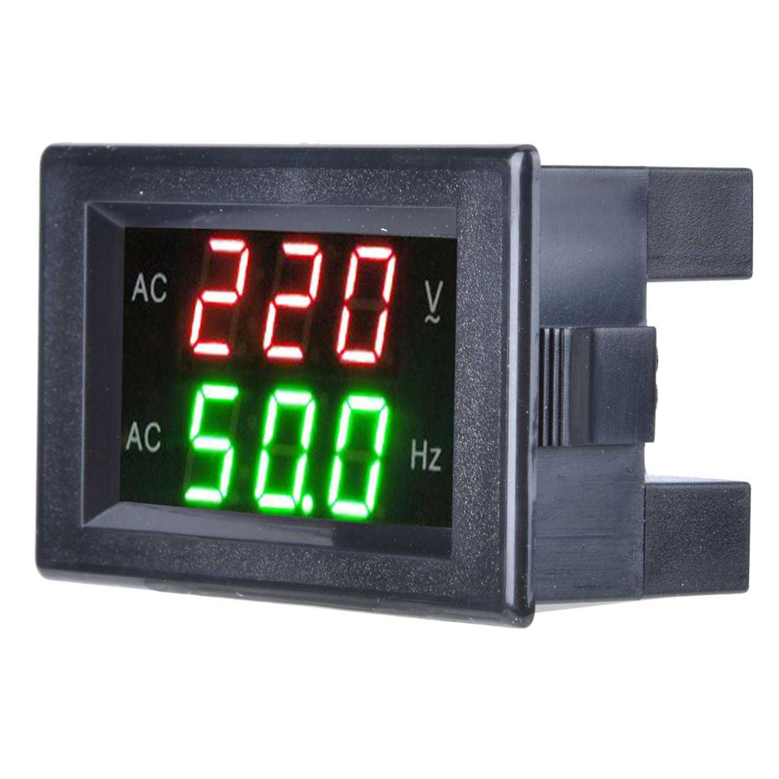 Generator Dual Display Led Digital Ac Voltmeter Frequency Meter Testing Tool(black)