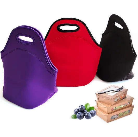 promotion high quality hot sale neoprene sublimation flat folding cooler lunch bag food picnic camping cooler lunch bag