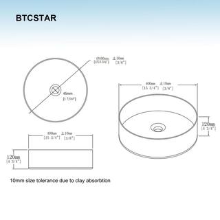 BTCSTAR Round Simple Ceramic Circular Bathroom Vessel Sink in Mint Green with Scratch Resistant BTCYBS8673G