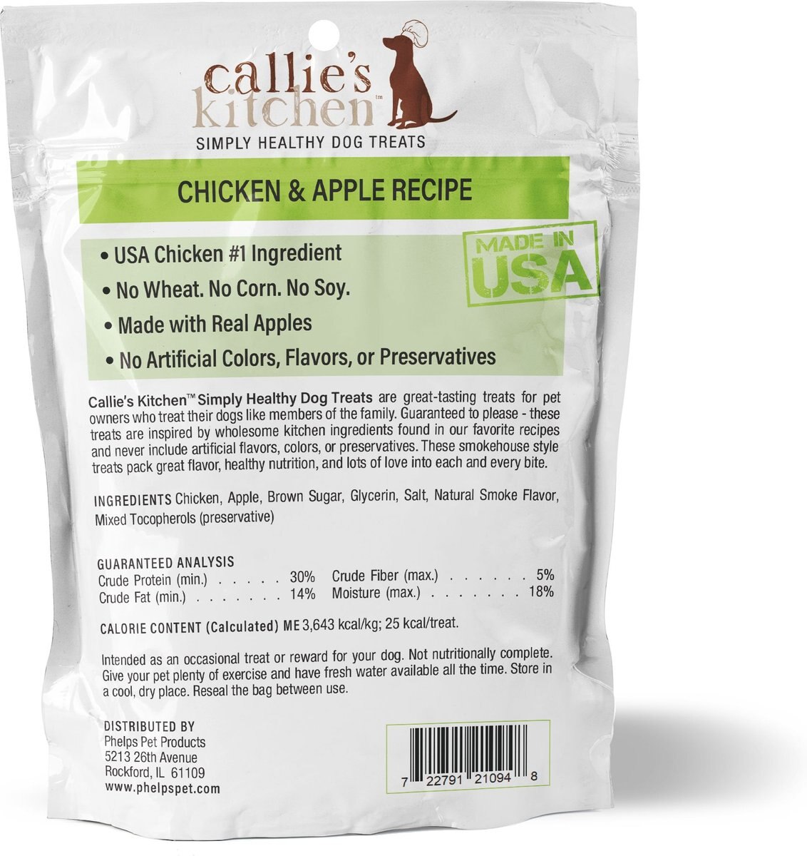 Callie's Kitchen Chicken and Apple Recipe Jerky Dog Treats， 24-oz bag