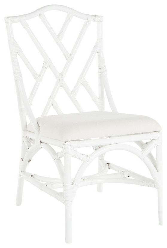 Rattan Chippendale Upholstered Dining Chair  Set of 2   Tropical   Dining Chairs   by KOUBOO  Houzz