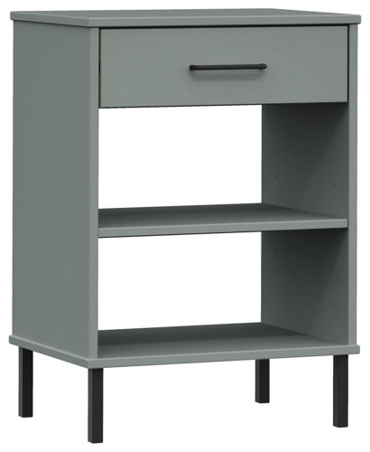 vidaXL Console Cabinet Buffet Table with Metal Legs Gray Solid Wood Pine OSLO   Transitional   Console Tables   by vidaXL LLC  Houzz