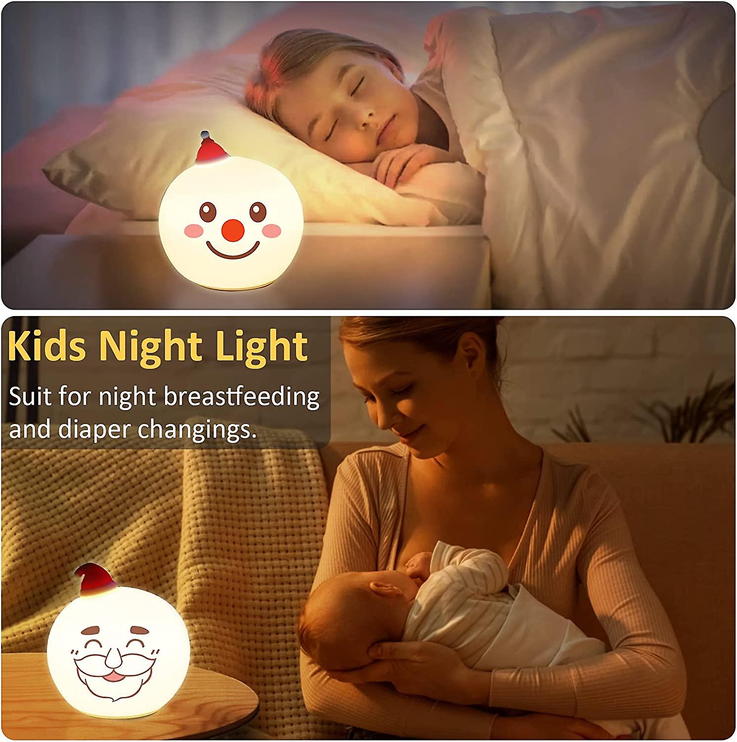 Liangnv Cute Night Light For Kids Christmas Lights 7 Color Changing Silicone Touch Baby Nursery Night Light Battery Powered Rechargeable Cute Lamp For