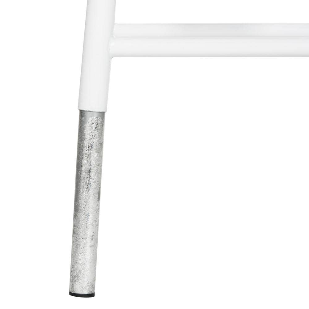 SAFAVIEH Kenzie 30 in. White/Silver Dipped Bar Stool FOX3212B