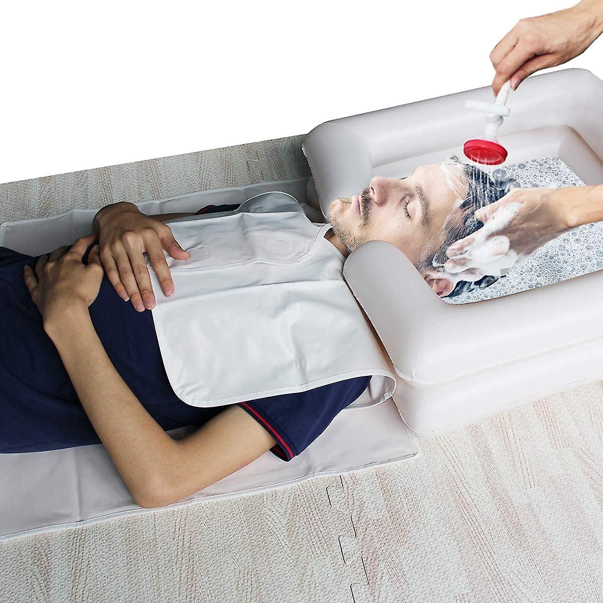 Inflatable Bedside Shampoo Basin Kit With Water Bag， Shower， Shawl， Cushion， For Disabledand Elderly Bed Easy， Pregnancy， Bedridden Or Post-surgical Pat