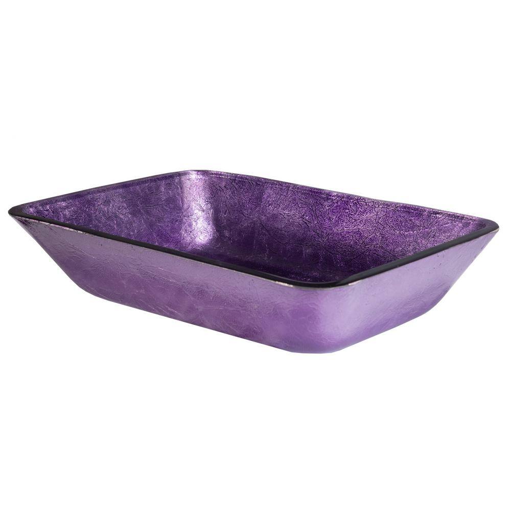 Eden Bath Purple Foil Glass Rectangular Vessel Sink EB_GS78