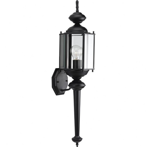 Progress Lighting Toll Collection 1 light Outdoor Black Wall Lantern With Clear Beveled Glass Panels