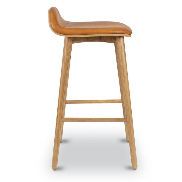 Poly and Bark Notello Leather Counter Stool - Solid Wood Frame