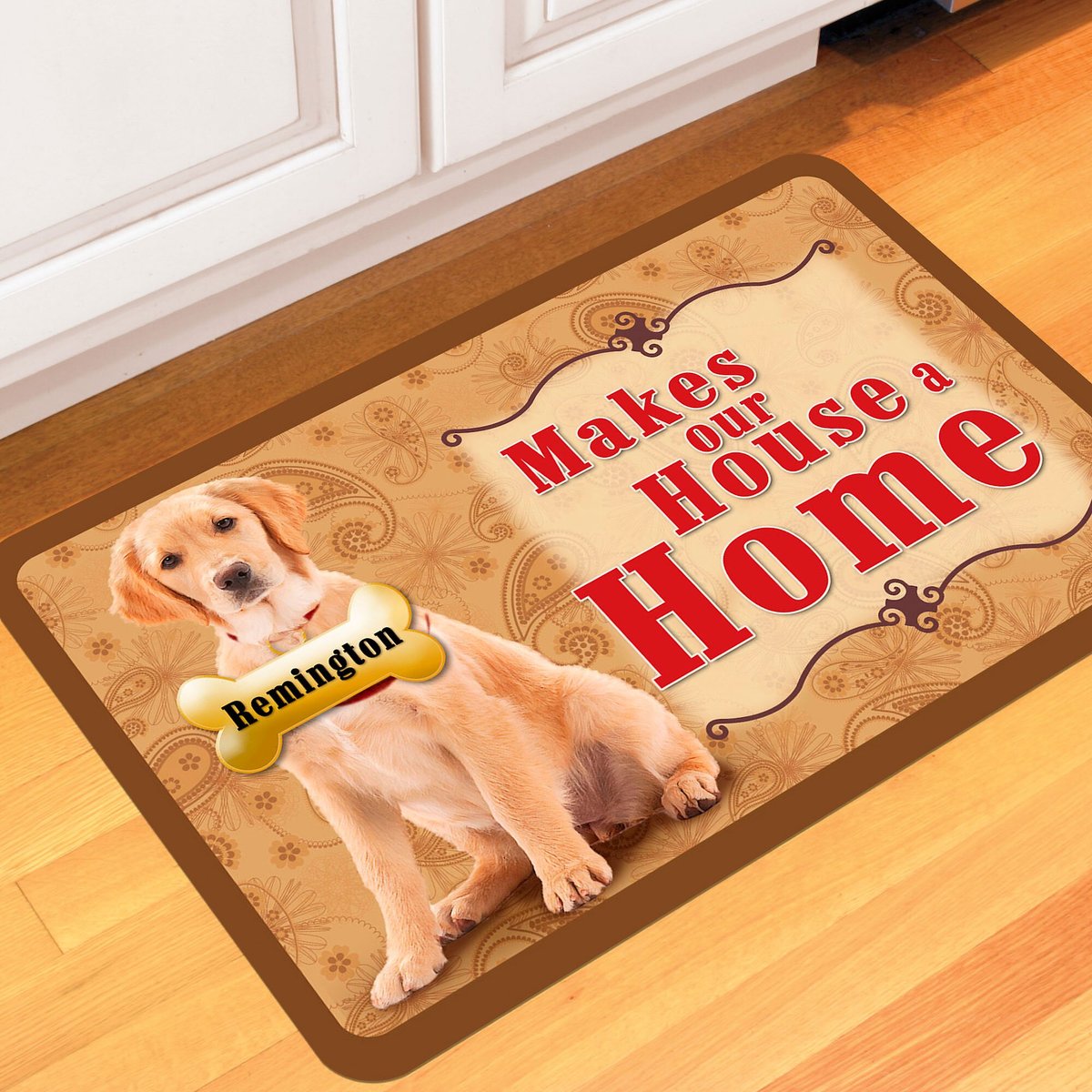 Bungalow Flooring Makes Our House A Home Golden Retriever Personalized Floor Mat