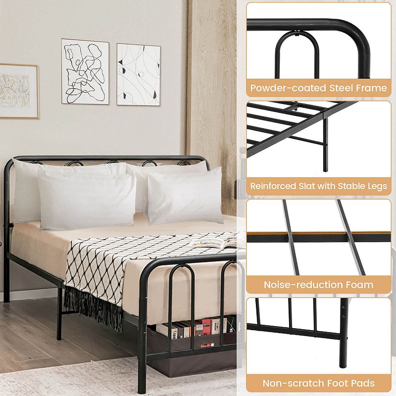 Metal Bed Frame with Headboard and Footboard