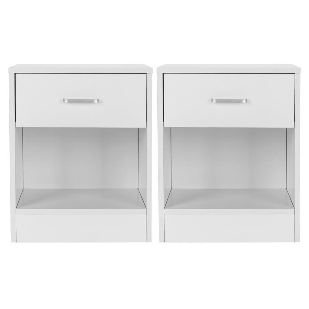 Ktaxon Set of 2 Nightstand End Tables Pair Bedroom Table Home Furniture with Drawer White